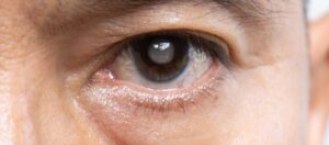 a phot of an eye with a cloudy lens