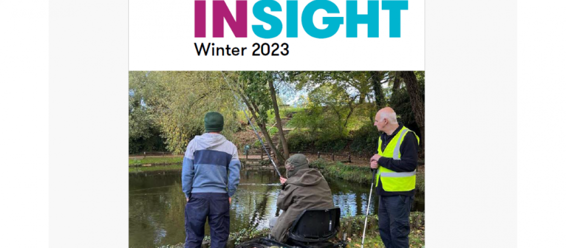 The front cover of INisght Winter 2023. the cover photo is of a group of people fishing
