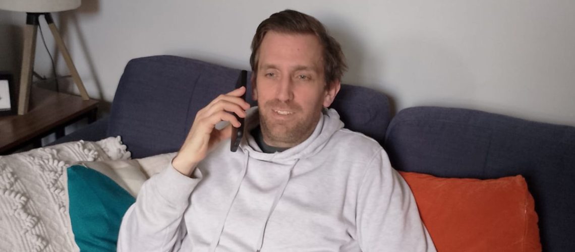 a photo of oisin on the phone